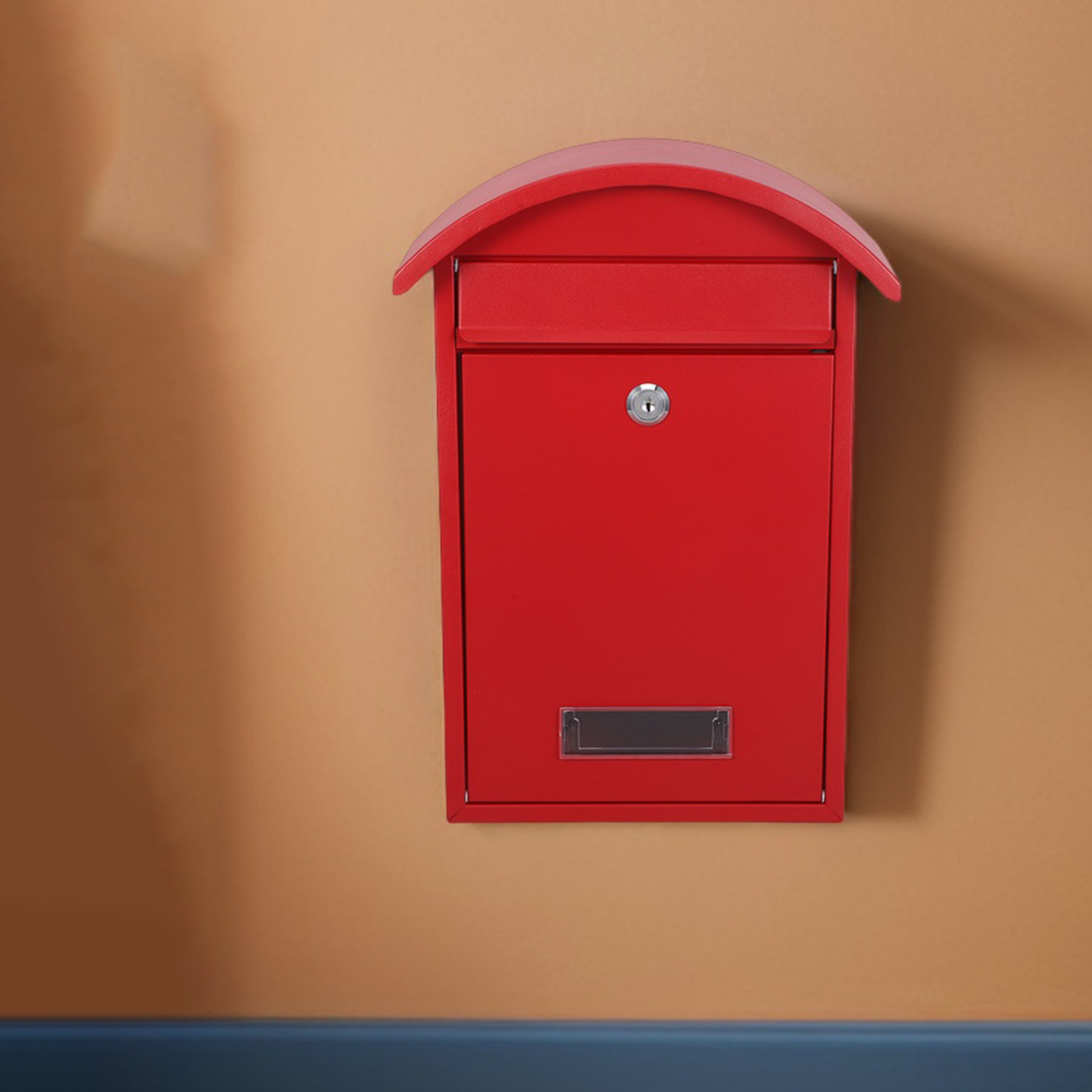 Home Security Key Box - Lockable Wall Mailbox Red 14x10x4 Keyed