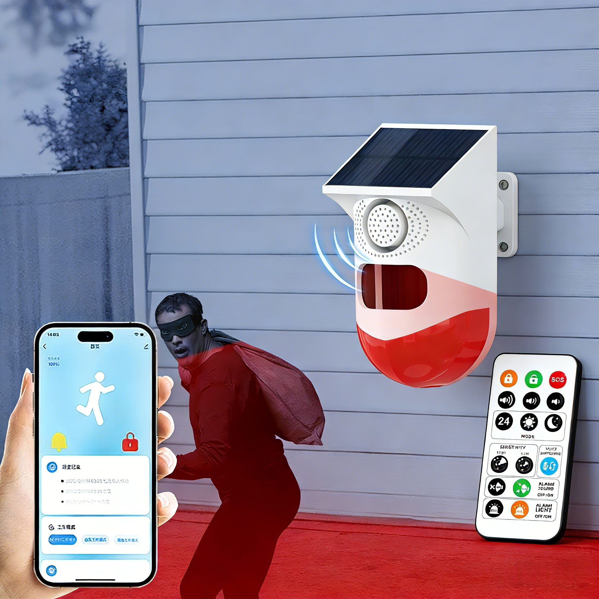 Home Security Equipment - Wireless Solar Powered Motion Detector Alarm