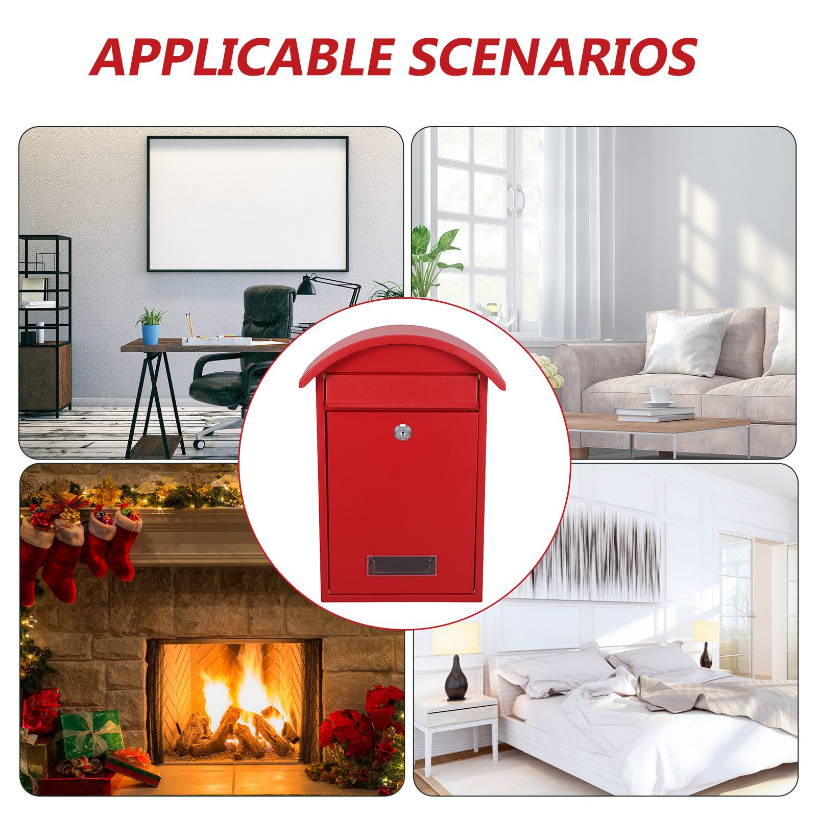 Lockable Wall Mailbox Red 14x1 - Home Security Key Box 评论和价格