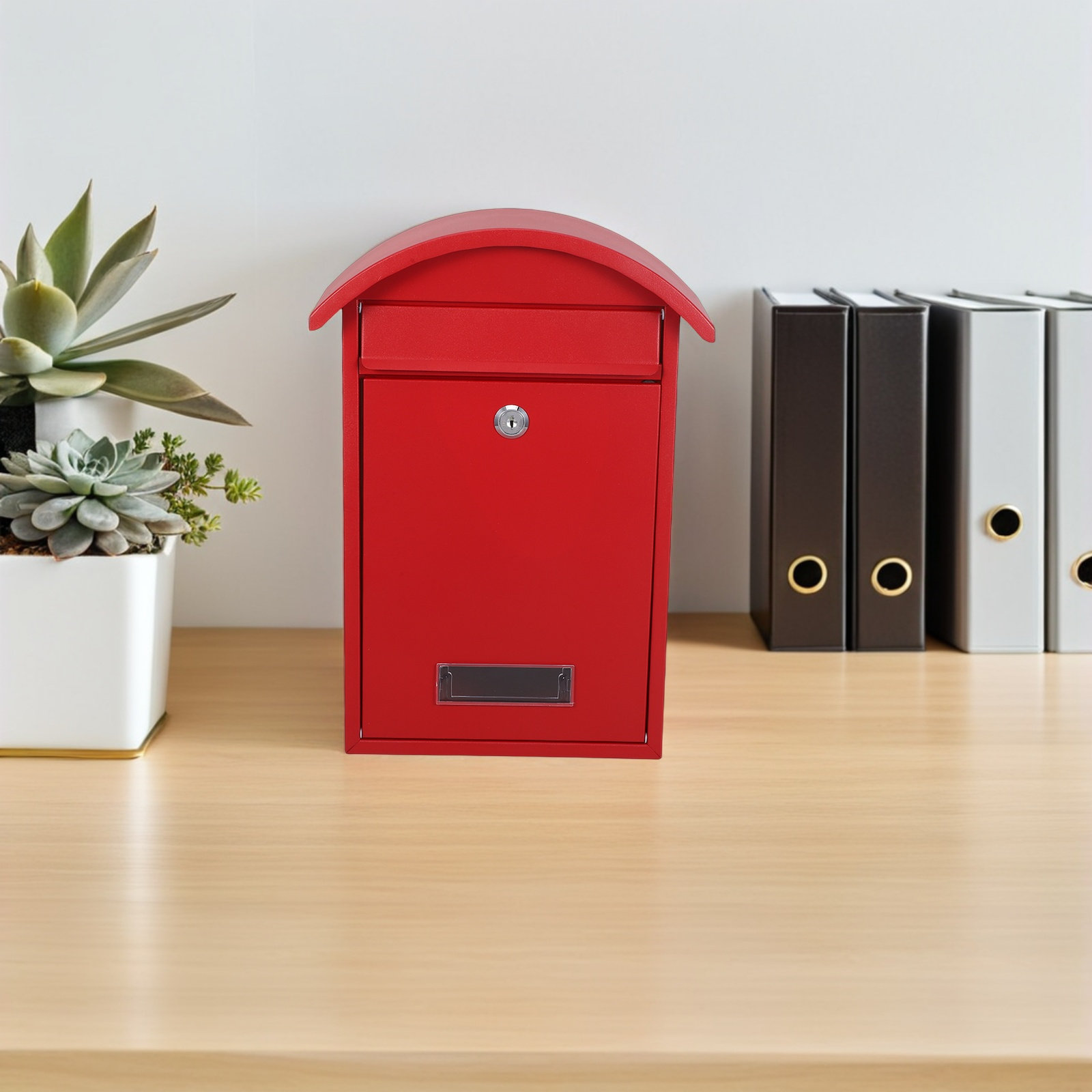 Lockable Wall Mailbox Red 14x1 - Home Security Key Box 评论和价格